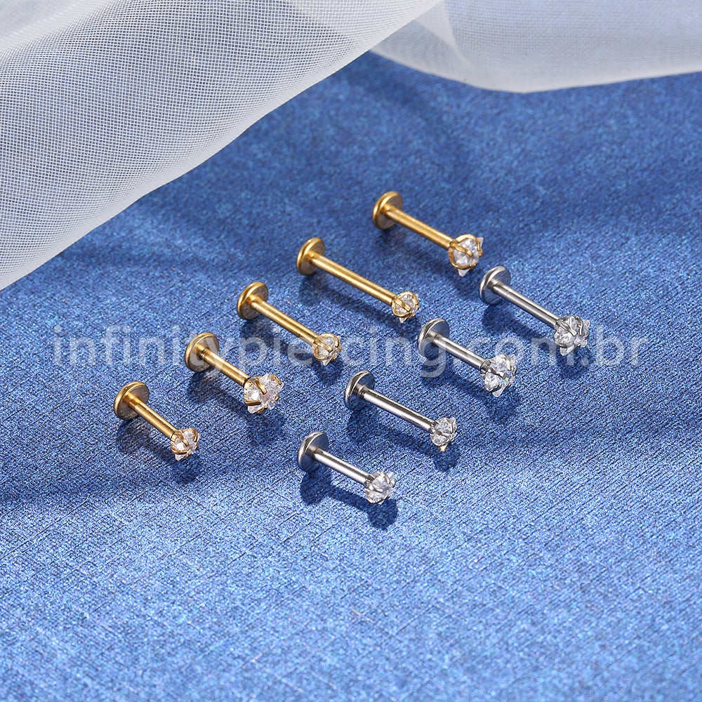 Piercing Labret Aço Cirúrgico Zircônia Estrela