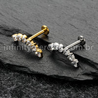 Piercing Labret Titânio Cluster Corações Zircônia Cravejada