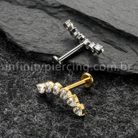 Piercing Labret Titânio Cluster Corações Zircônia Cravejada