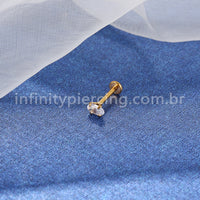 Piercing Labret Aço Cirúrgico Oval Zircônia