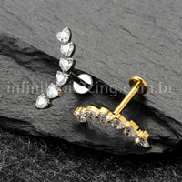 Piercing Labret Titânio Cluster Corações Zircônia Cravejada