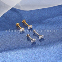 Piercing Labret Aço Cirúrgico Oval Zircônia