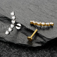 Piercing Labret Titânio Cluster Corações Zircônia Cravejada