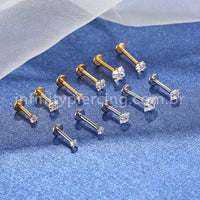 Piercing Labret Aço Cirúrgico Zircônia Quadrada
