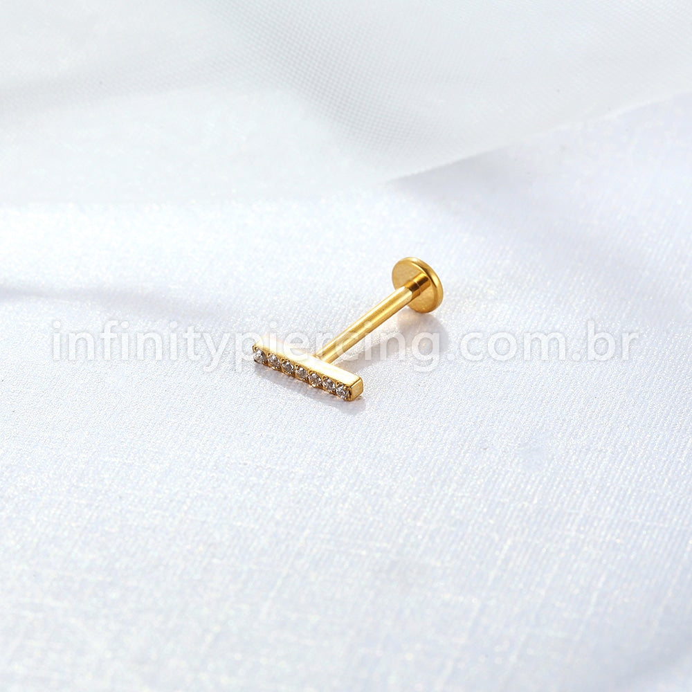 Piercing Labret Aço Cirúrgico Rosca Interna Barra Zircônia