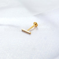 Piercing Labret Aço Cirúrgico Rosca Interna Barra Zircônia