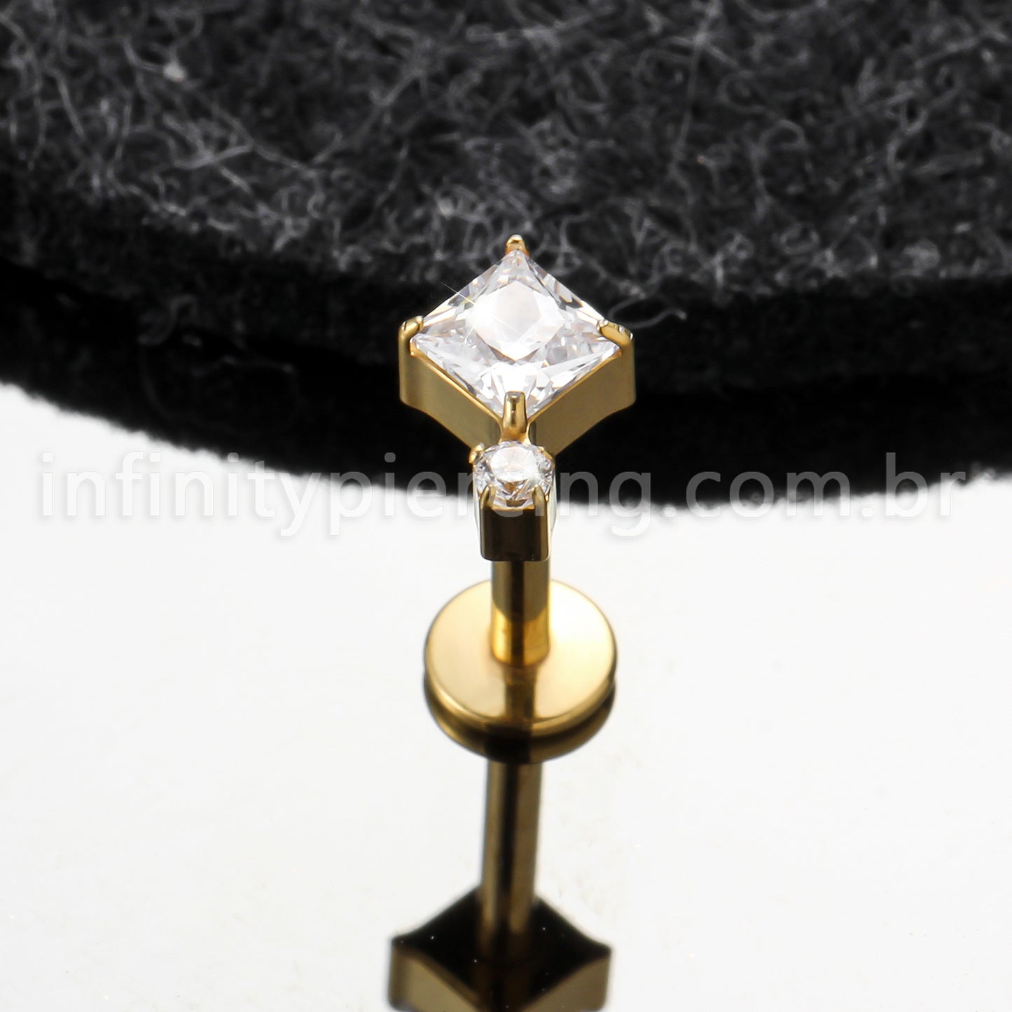 Piercing Labret Titânio Zircônia Cravejada