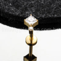 Piercing Labret Titânio Zircônia Cravejada