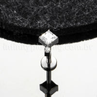 Piercing Labret Titânio Zircônia Cravejada
