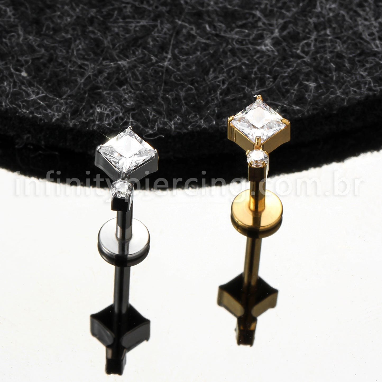 Piercing Labret Titânio Zircônia Cravejada