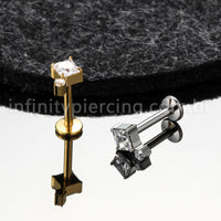 Piercing Labret Titânio Zircônia Cravejada