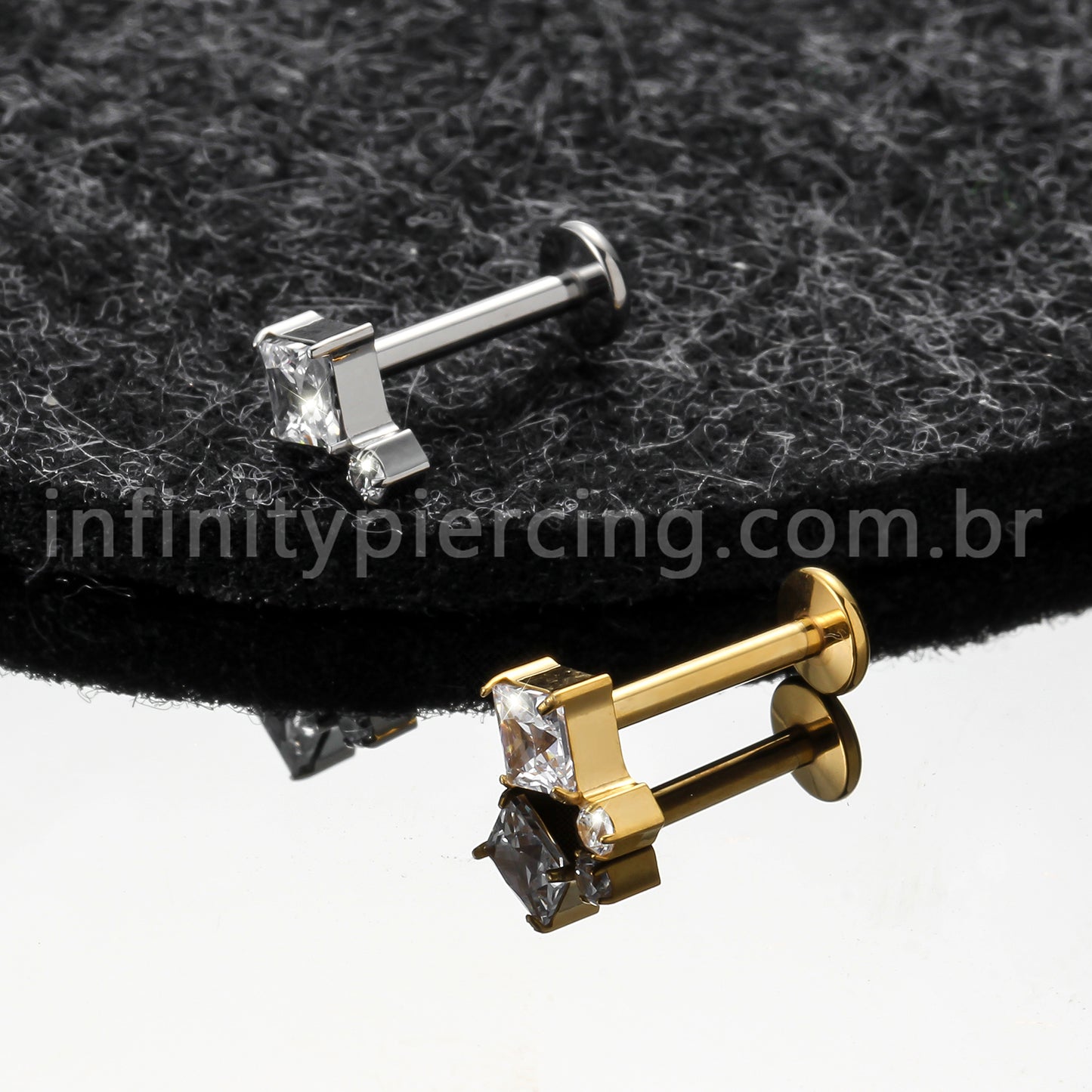 Piercing Labret Titânio Zircônia Cravejada