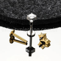 Piercing Labret Titânio Zircônia Cravejada