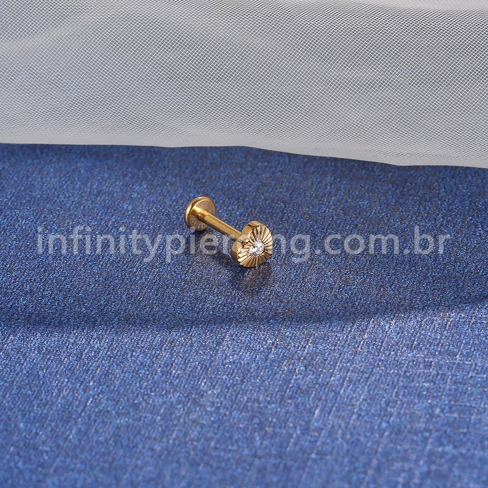 Piercing Labret Aço Cirúrgico Coração Com Detalhes 1 Zircônia