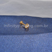 Piercing Labret Aço Cirúrgico Coração Com Detalhes 1 Zircônia