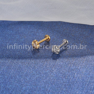 Piercing Labret Aço Cirúrgico Coração Com Detalhes 1 Zircônia