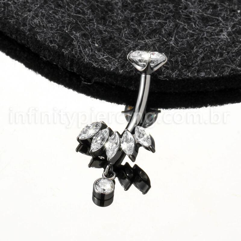 Piercing Banana Titânio Zircônia Cravejada Com Pingente