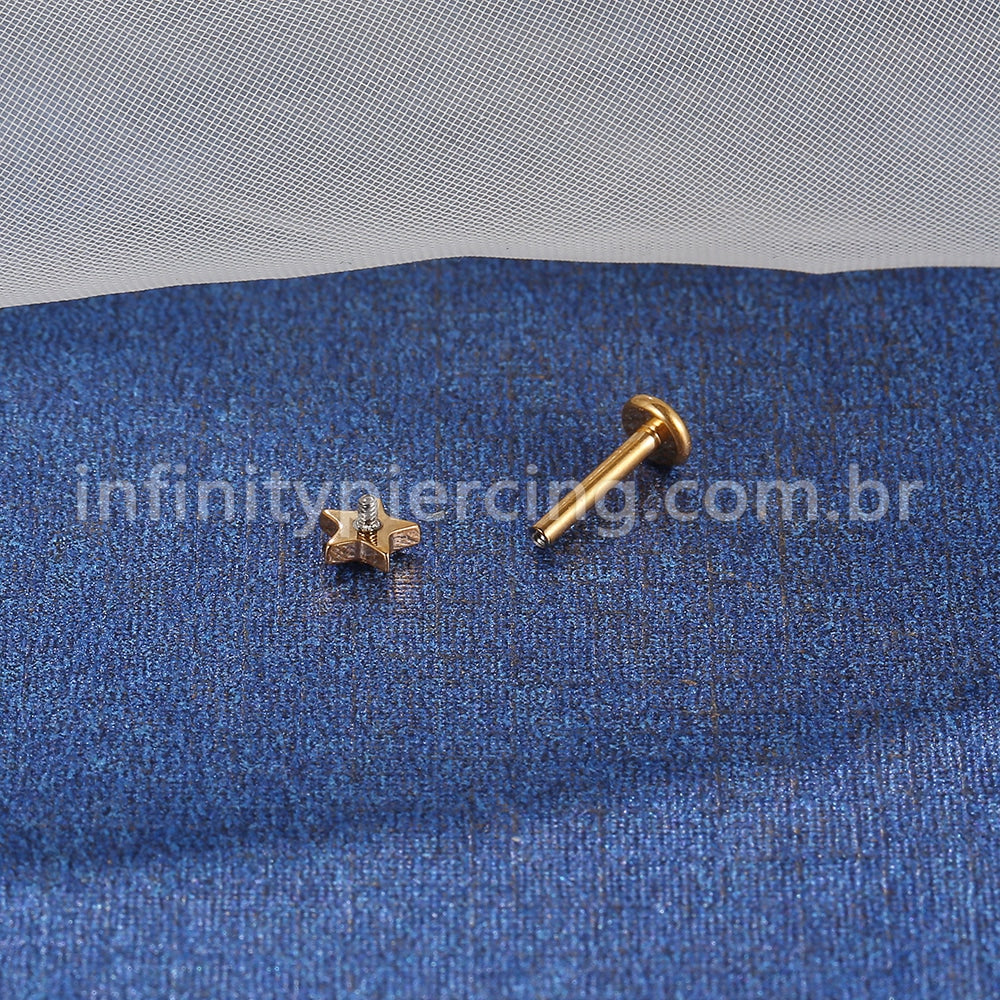 Piercing Labret Aço Cirúrgico Estrela 1 Zircônia
