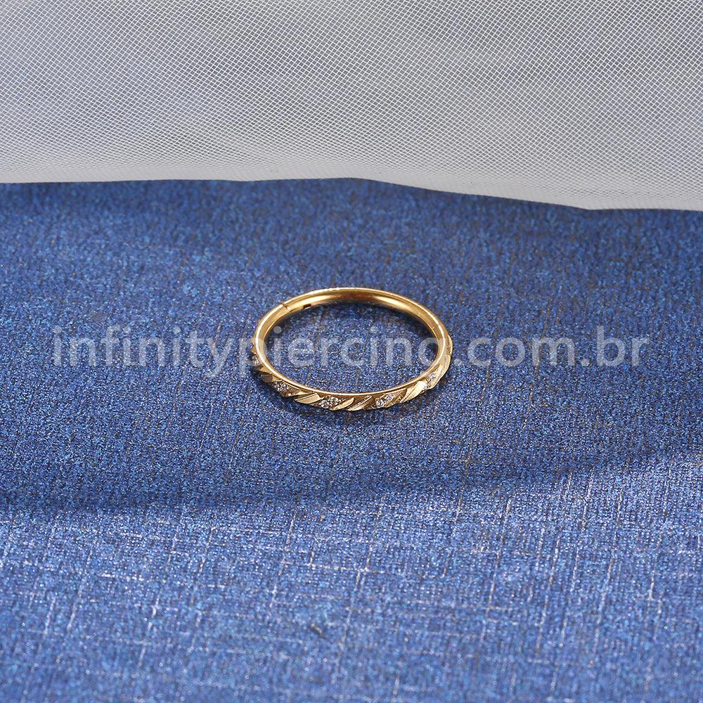 Piercing Argola Aço Cirúrgico Detalhada/Zircônia Cravejada