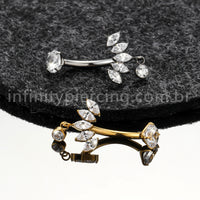 Piercing Banana Titânio Zircônia Cravejada Com Pingente