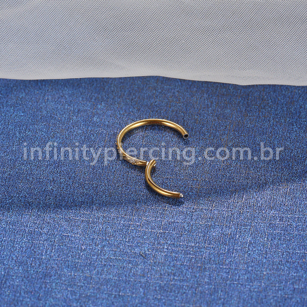 Piercing Argola Aço Cirúrgico Detalhada/Zircônia Cravejada