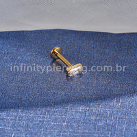 Piercing Labret Aço Cirúrgico Retângulo Zircônia