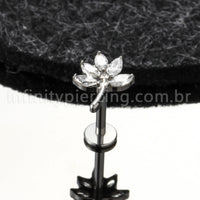Piercing Labret Titânio Folha Zircônia Cravejada