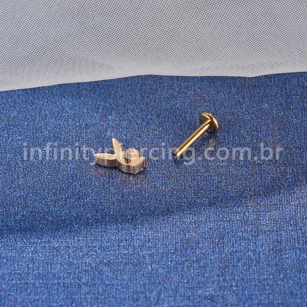 Piercing Labret Aço Cirúrgico Coelhinho Zircônia Cravada