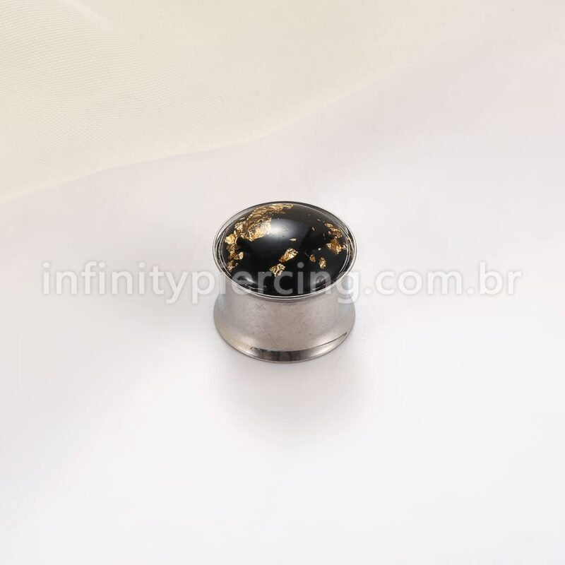 Alargador Aço Cirúrgico Resina Preto/Dourado