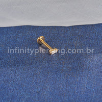 Piercing Labret Aço Cirúrgico Retângulo Zircônia