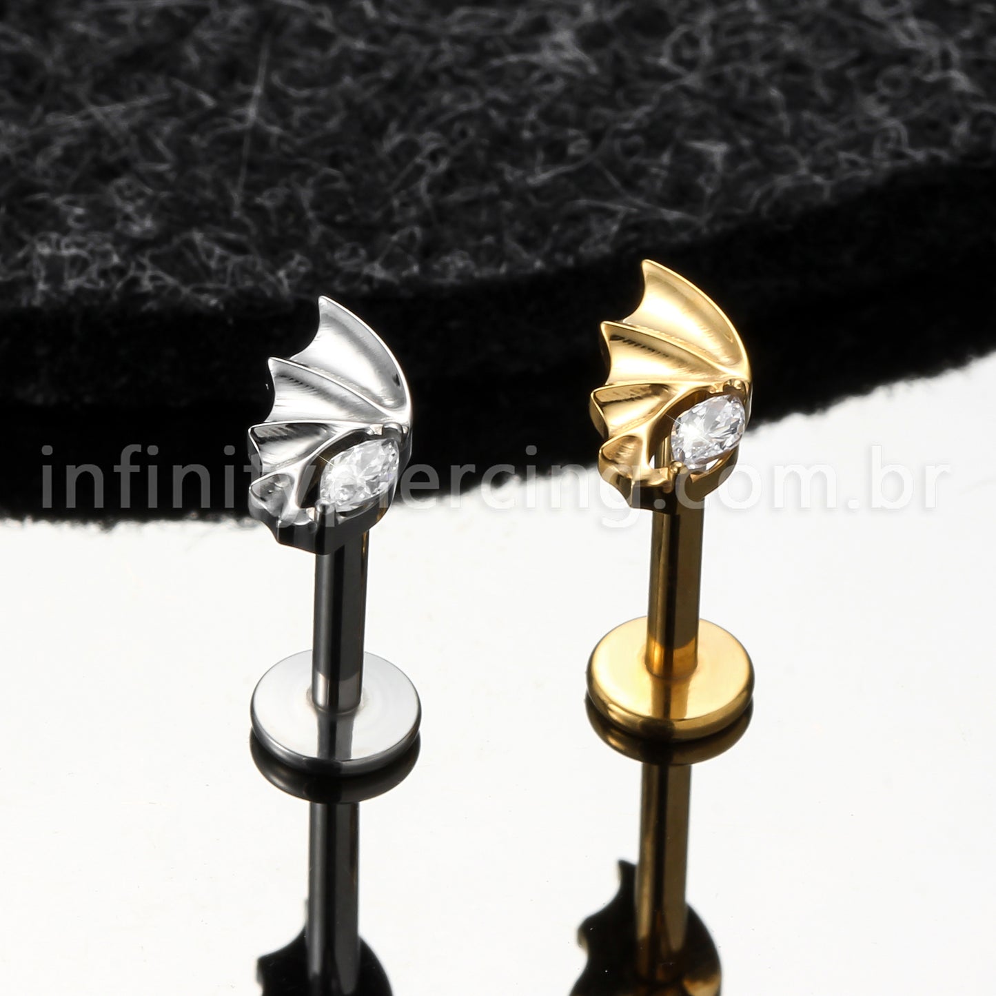 Piercing Labret Titânio Meia Asa