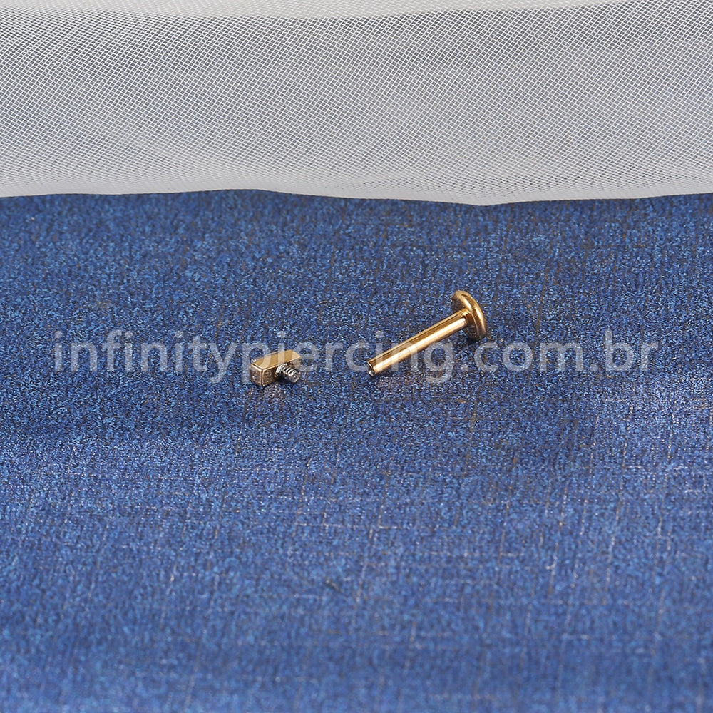 Piercing Labret Aço Cirúrgico Retângulo Zircônia