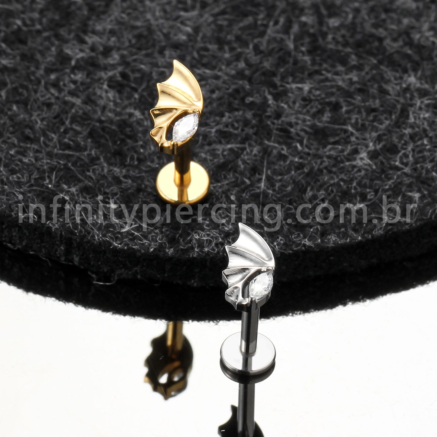 Piercing Labret Titânio Meia Asa