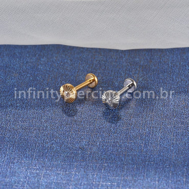 Piercing Labret Aço Cirúrgico Redondo Com Detalhes 1 Zircônia