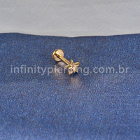 Piercing Labret Aço Cirúrgico Estrela Detalhada