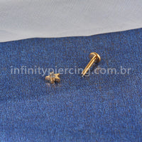 Piercing Labret Aço Cirúrgico Estrela Detalhada