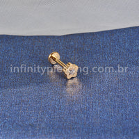 Piercing Labret Aço Cirúrgico Flor 1 Zircônia