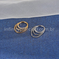 Piercing Argola Aço Cirúrgico Correntes / Zircônia Cravejada
