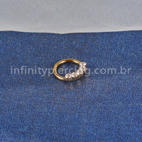 Piercing Argola Titânio 5 Pedras Zircônia Cravejada