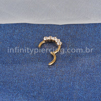Piercing Argola Titânio 5 Pedras Zircônia Cravejada