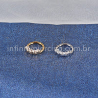 Piercing Argola Titânio 5 Pedras Zircônia Cravejada