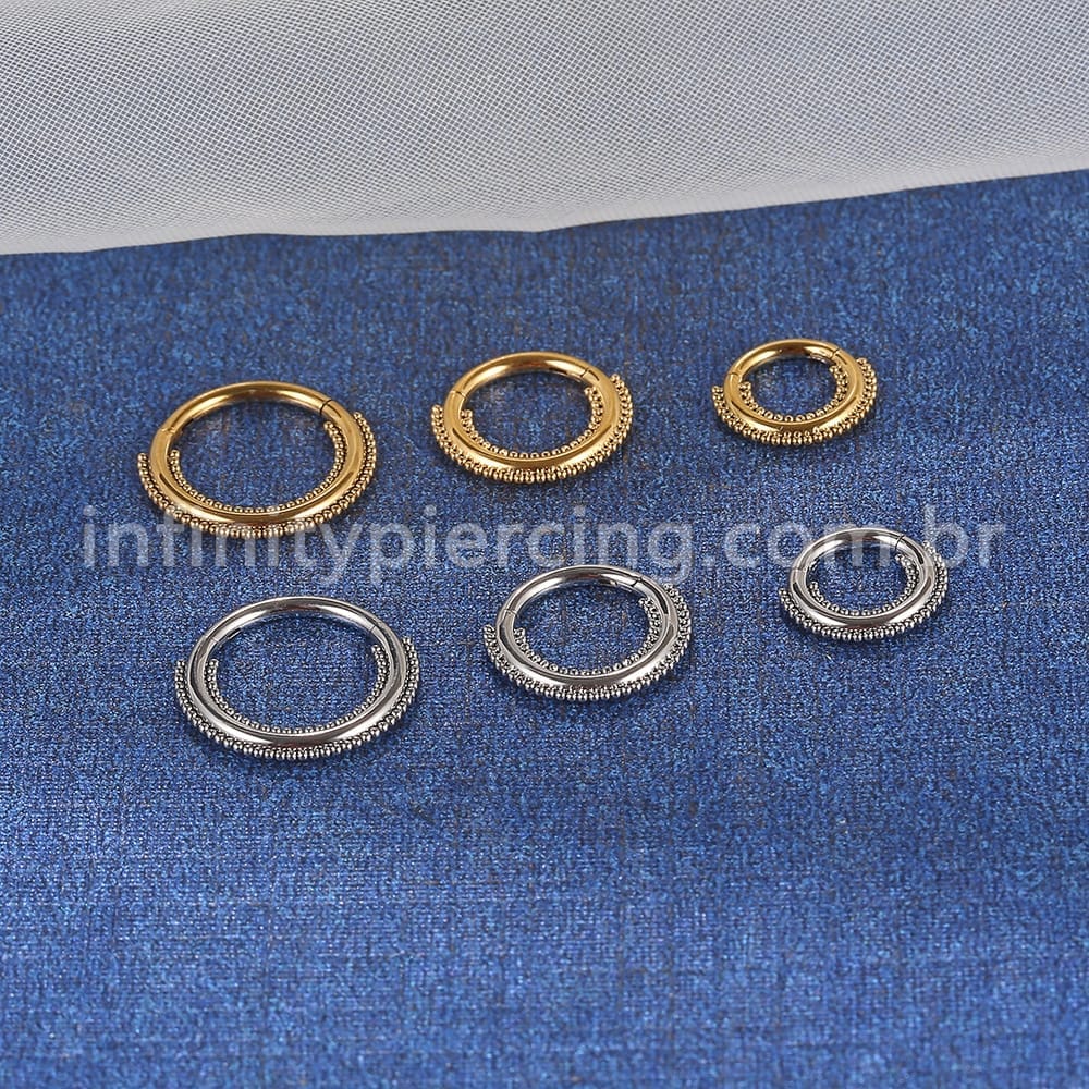 Piercing Argola Aço Cirúrgico Com Detalhes