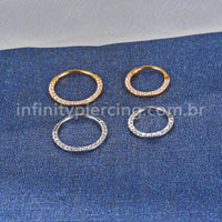 Piercing Argola Aço Cirúrgico Segmento Articulado Zircônia Frontal
