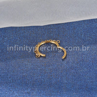 Piercing Argola Aço Cirúrgico Segmento Articulado Zircônia Com Corrente