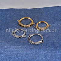 Piercing Argola Aço Cirúrgico Segmento Articulado Zircônia Com Corrente