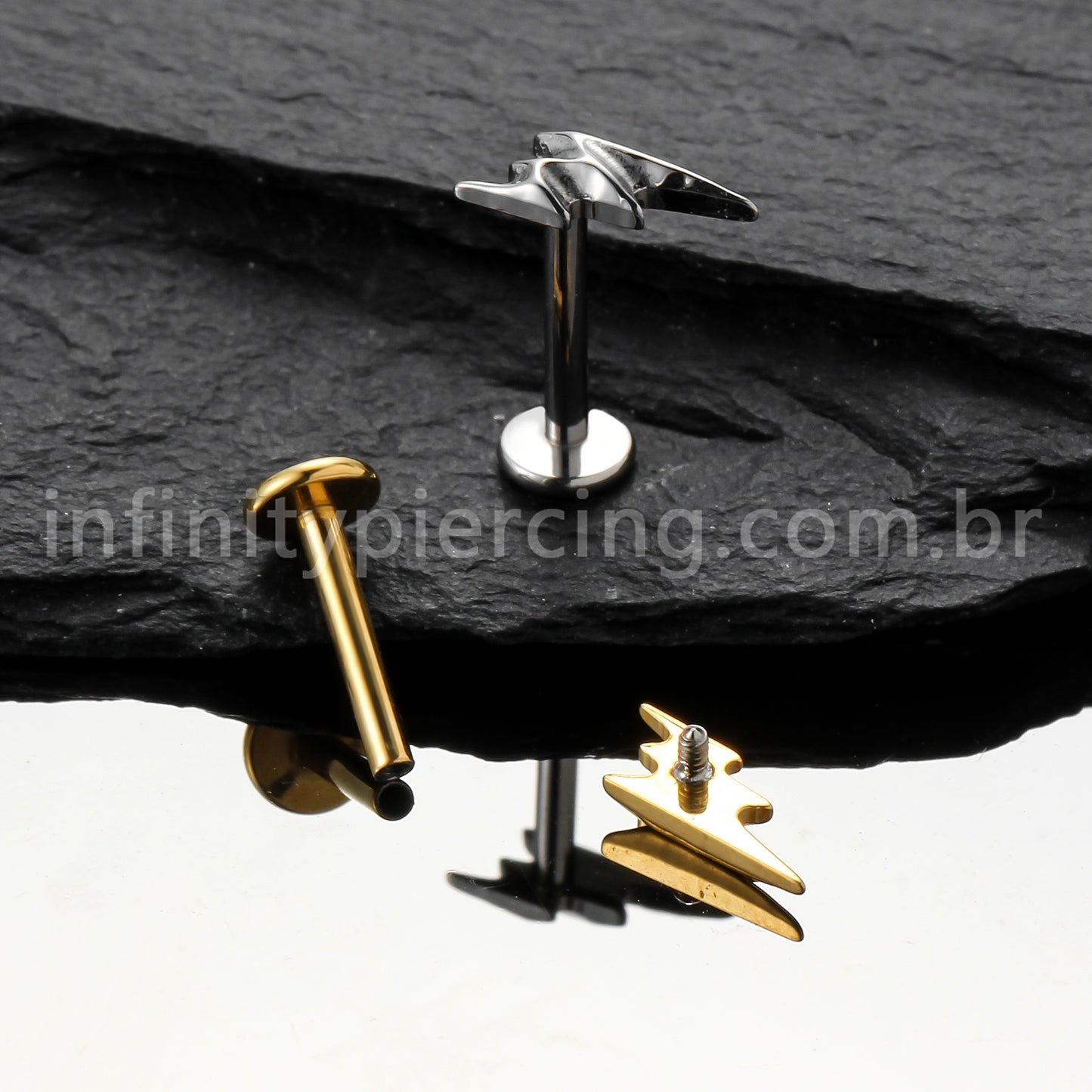 Piercing Labret Titânio Relâmpago