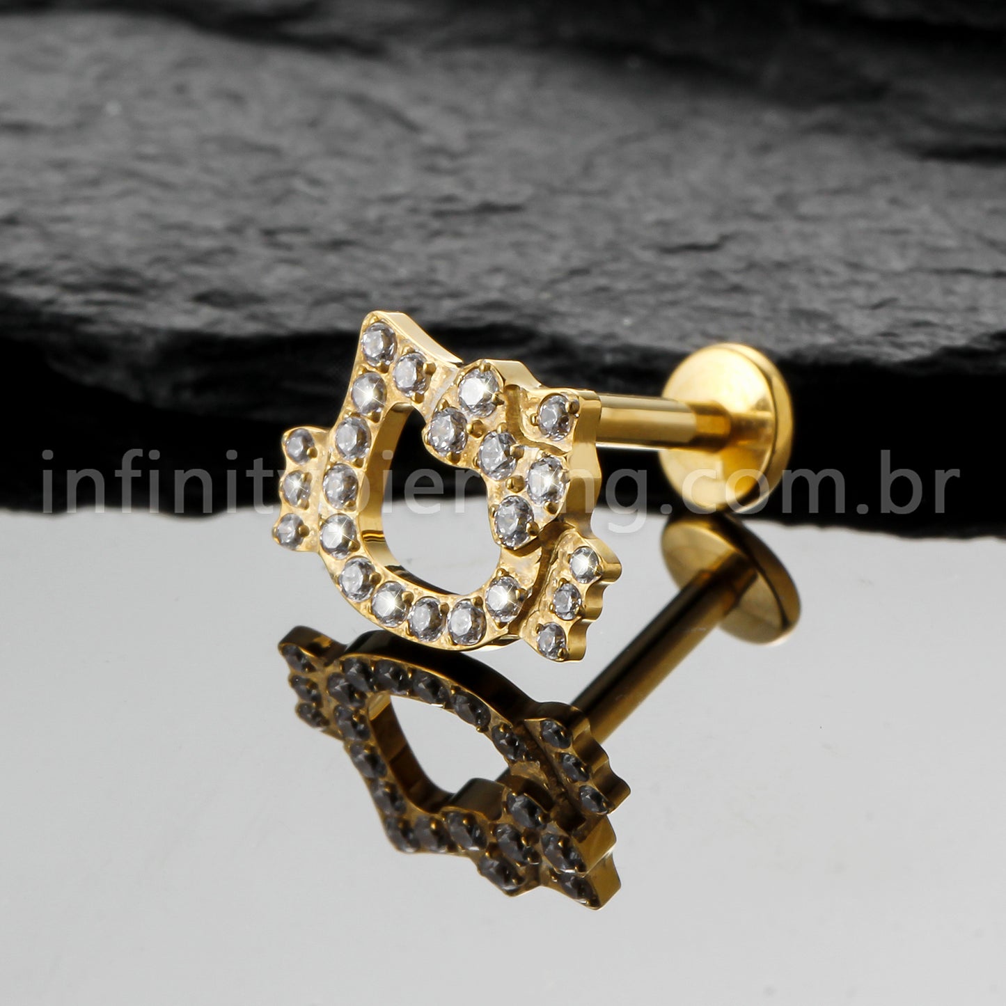 Piercing Labret Titânio Gatinha Com Laço