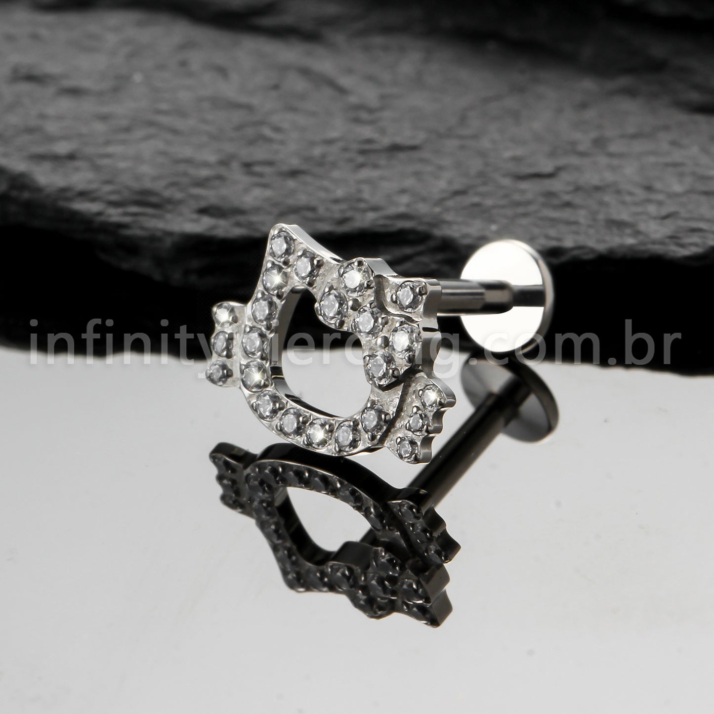 Piercing Labret Titânio Gatinha Com Laço