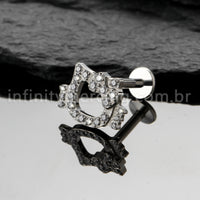 Piercing Labret Titânio Gatinha Com Laço