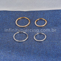 Piercing Argola Aço Cirúrgico Segmento Articulado Zircônia Frontal